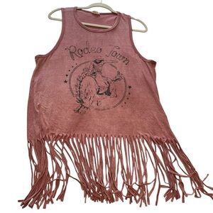 L Fringe Western "Rodeo Town" Tank Top Shirt